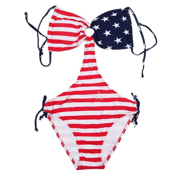Hana American Flag USA Swim Sexy Teddy One Piece - Picture 6 of 6